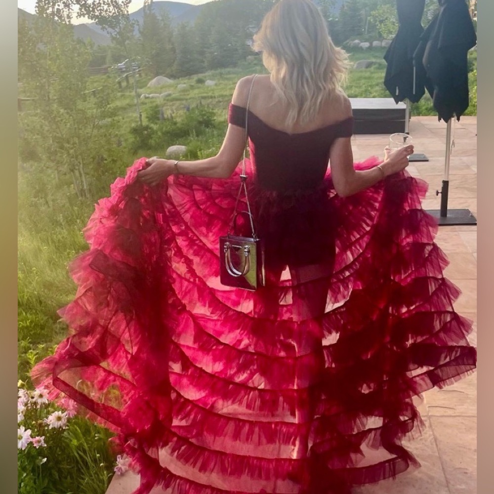 Off the Shoulder Sheer Tulle Ballgown